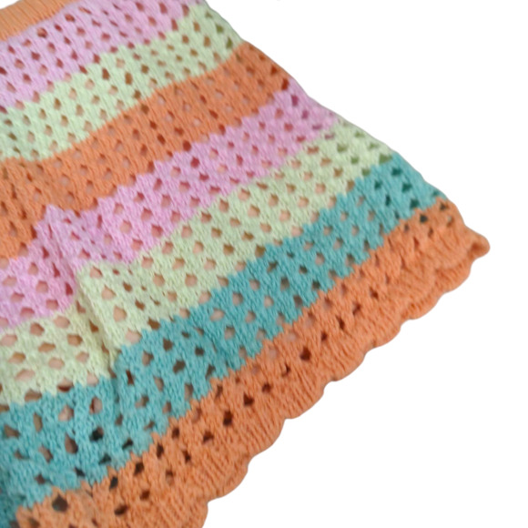 ART CLASS Orange Striped Crochet Lined Shorts Girls Size Medium 8 NEW Summer - Picture 5 of 8